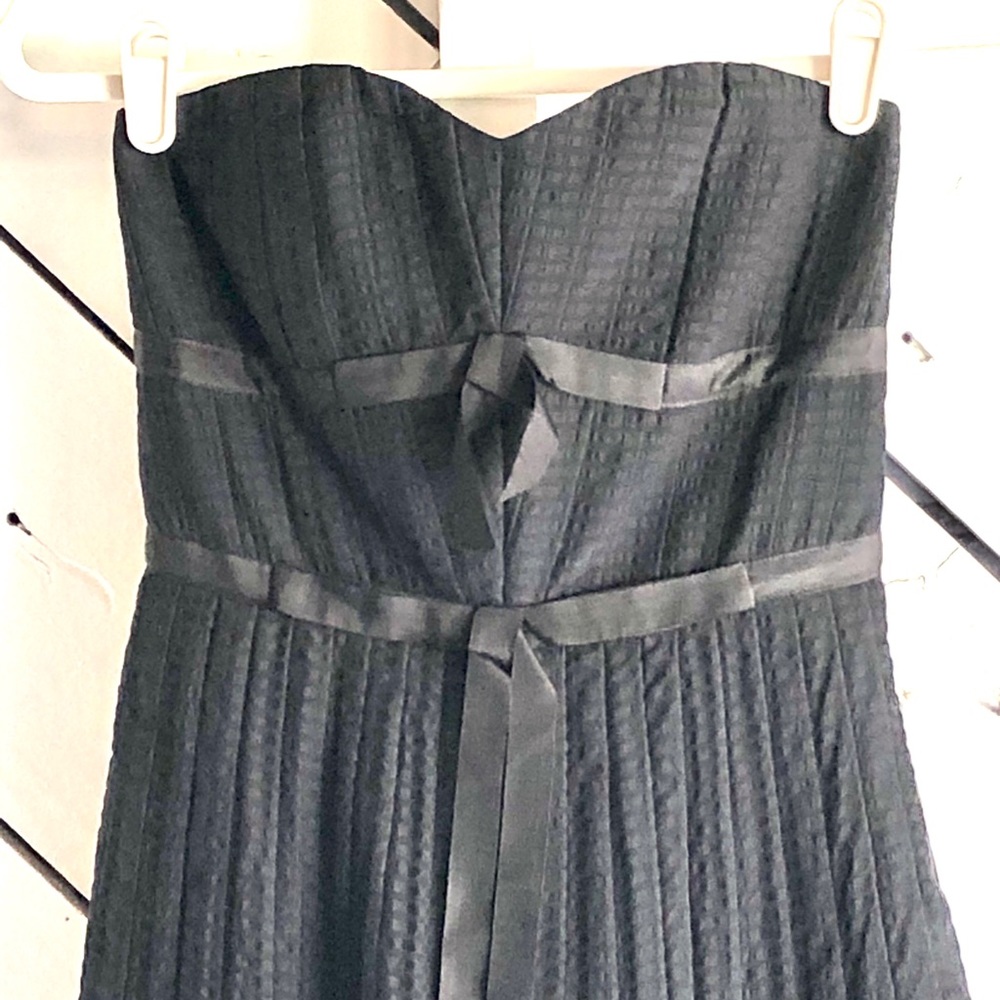 Textured Black Strapless Cocktail Dress - Picture 2 of 10